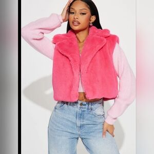 Fashion Nova NWT Pink Faux Fur Vest Size 1x